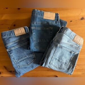 3 PAIRS OF PACSUN MENS STACKED SKINNY JEANS SIZE 33x30